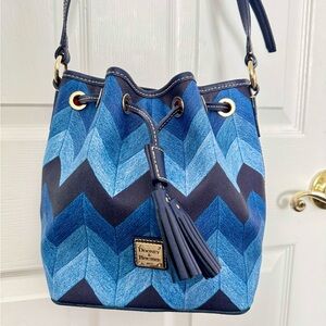 Dooney & Bourke Blue Shoulder Bag with Chevron Pattern